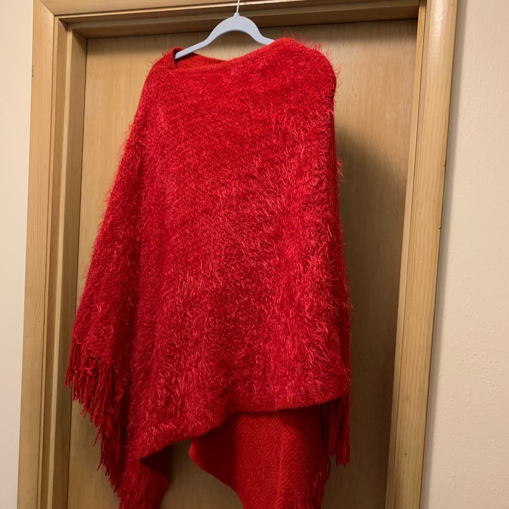 Scarlet red poncho